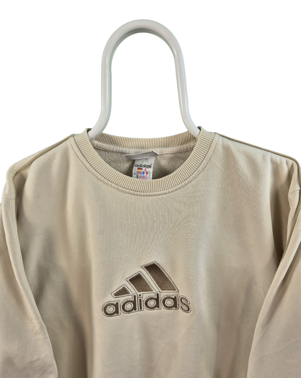 Adidas 90s Front Logo Sweater Dames | Beige | Maat M