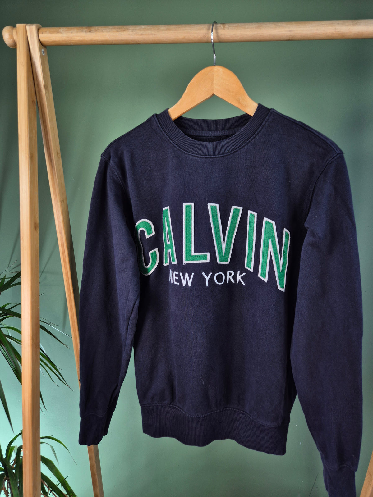 Calvin Klein Spell Out Sweater Heren | Blauw | Maat XS
