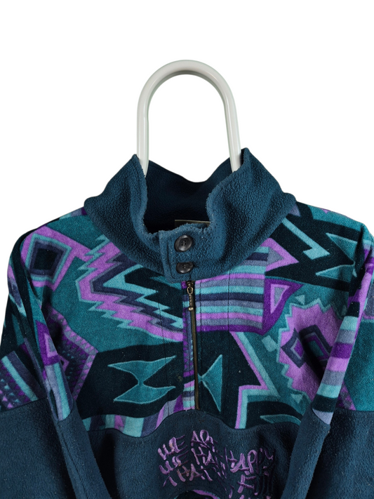 90s Fleece Quarter Zip Sweater Dames | Groen | Maat L
