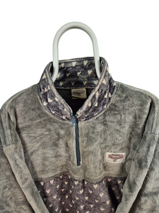 90s Fleece Quarter Zip Sweater Dames | Grijs | Maat L