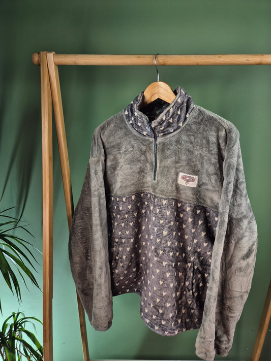 90s Fleece Quarter Zip Sweater Dames | Grijs | Maat L