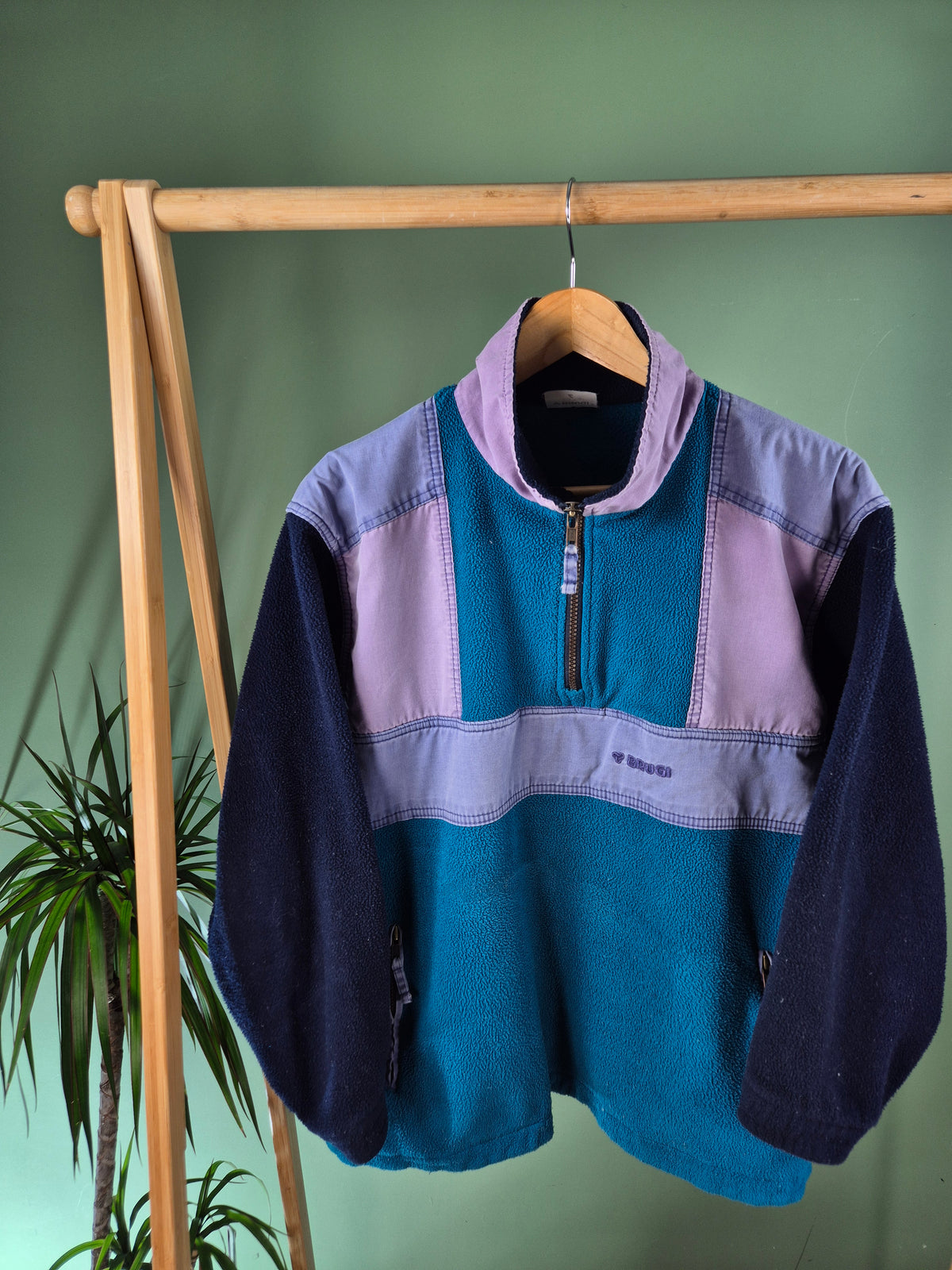 Crazy Fleece 90s Quarter Zip Sweater Dames | Groen | Maat L