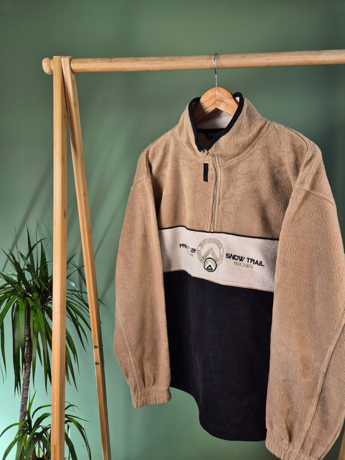 Crazy Fleece 90s Quarter Zip Sweater Heren | Bruin | Maat L