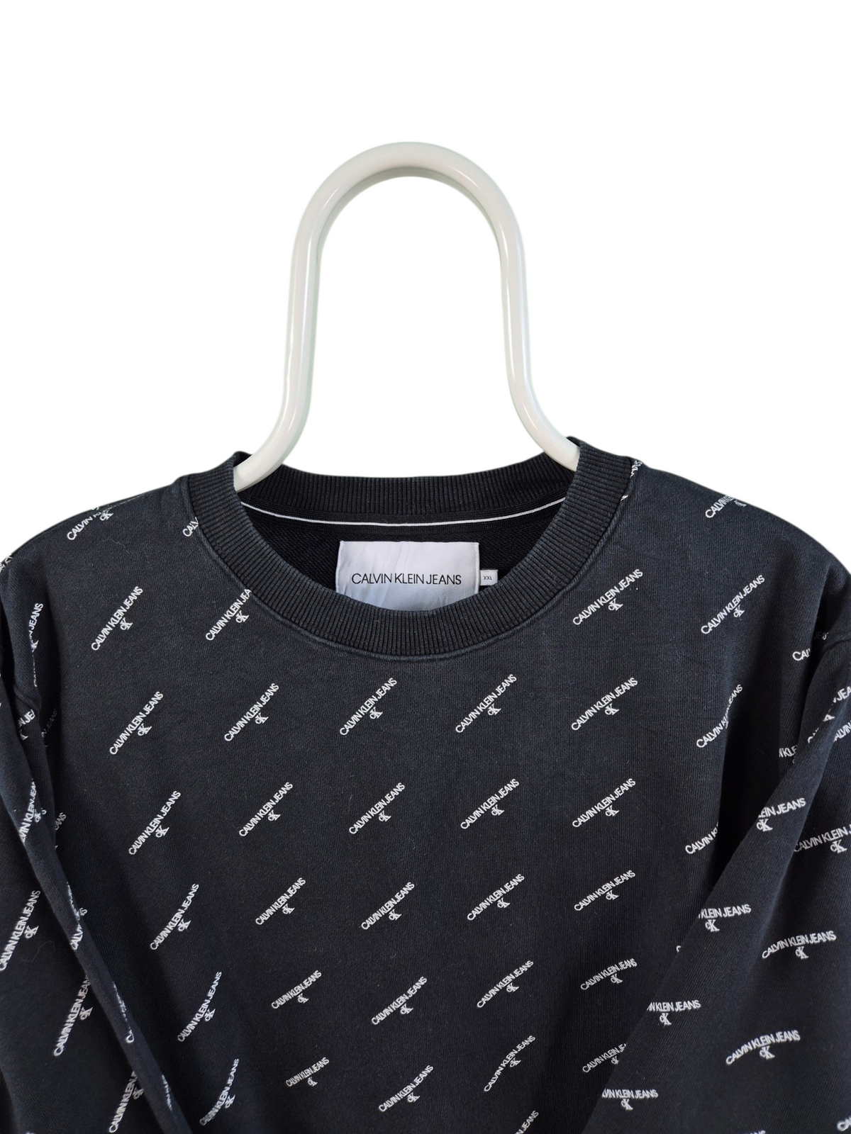Calvin Klein All Over Print Sweater Heren | Zwart | Maat XXL