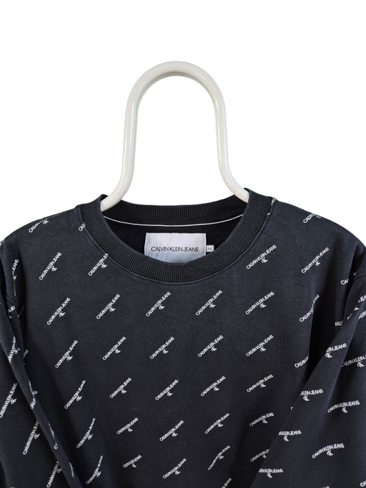 Calvin Klein All Over Print Sweater Heren | Zwart | Maat XXL