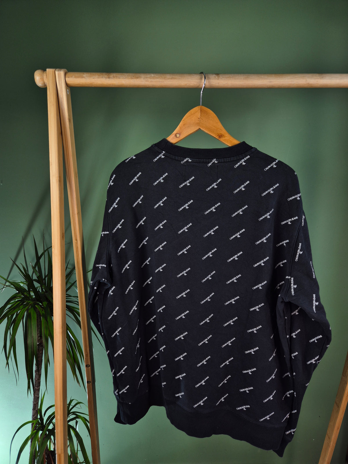 Calvin Klein All Over Print Sweater Heren | Zwart | Maat XXL