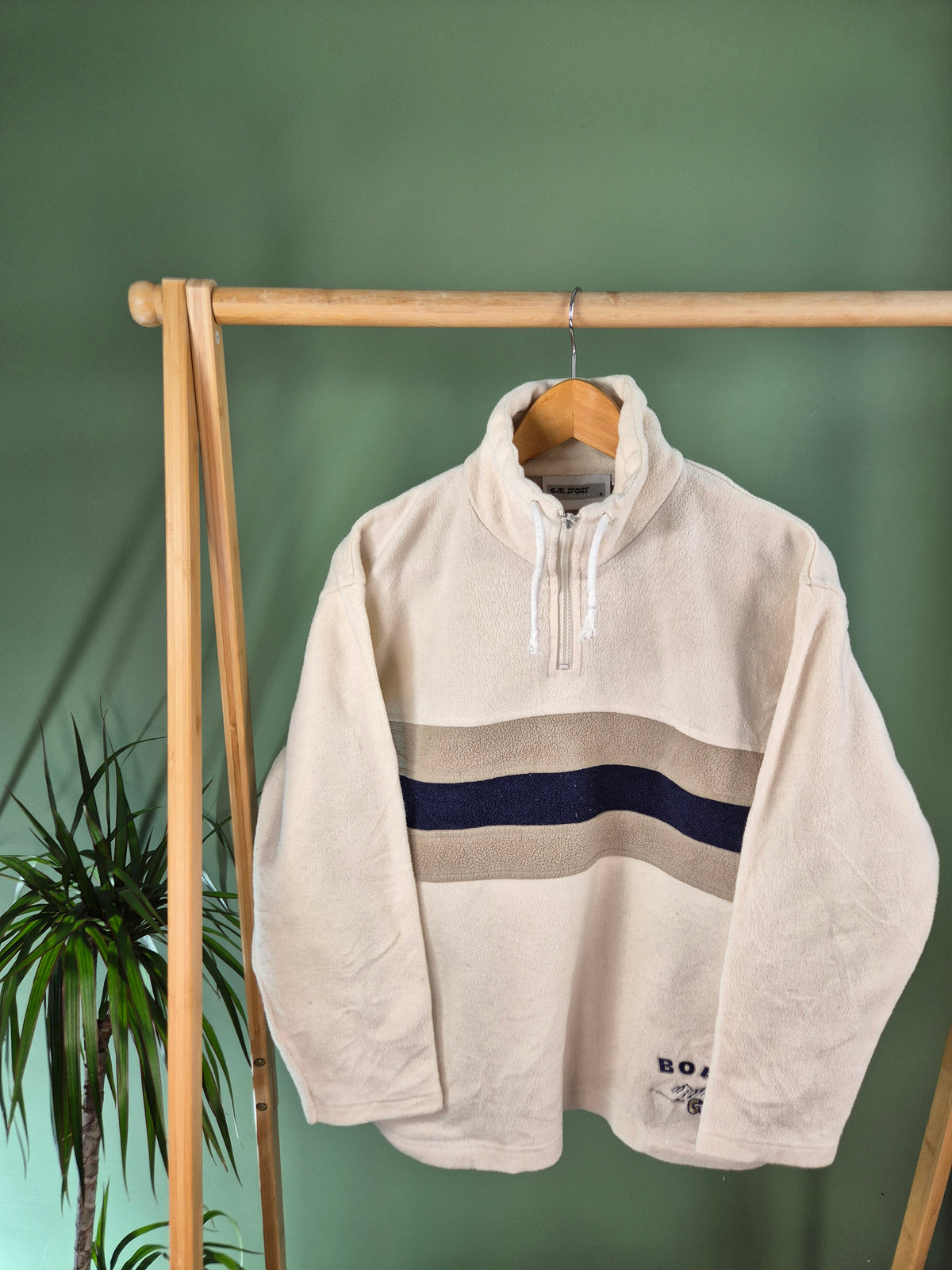 90s Fleece Quarter Zip Sweater Dames | Crème | Maat M