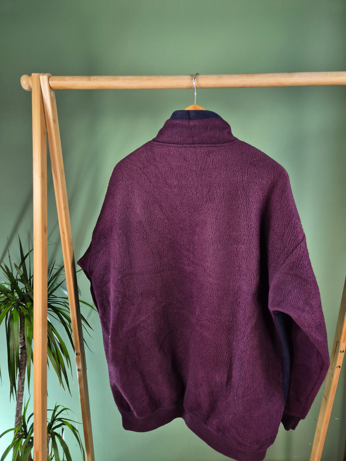 90s Fleece Quarter Zip Sweater Heren | Wijnrood | Maat XL