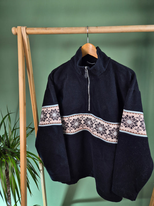 Crazy 90s Fleece Quarter Zip Sweater Dames | Zwart | Maat M