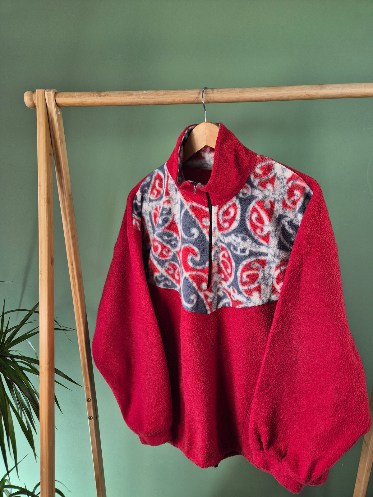 Crazy 90s Fleece Oversized Sweater Dames | Rood | Maat M