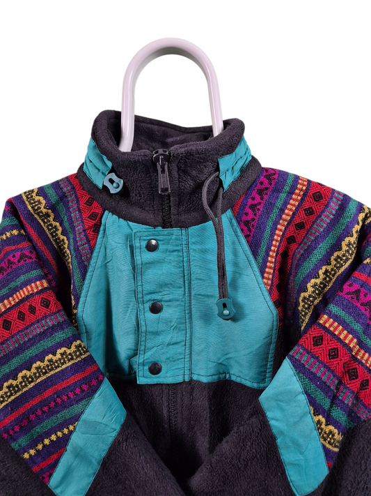 Vintage 90s crazy fleece trui maat S