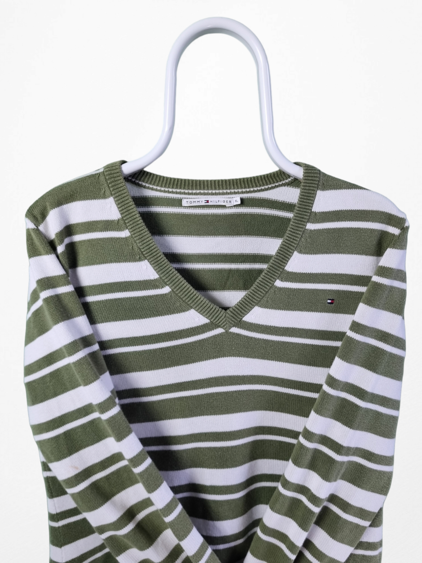 Tommy Hilfiger Gestreepte Trui Dames | Groen | Maat XL