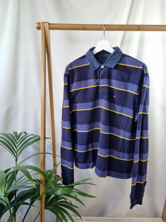 Tommy Hilfiger striped LS polo maat M