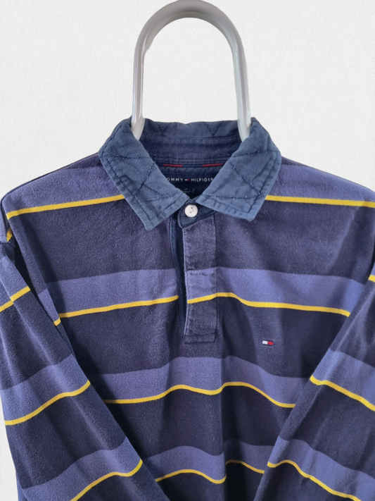Tommy Hilfiger striped LS polo maat M