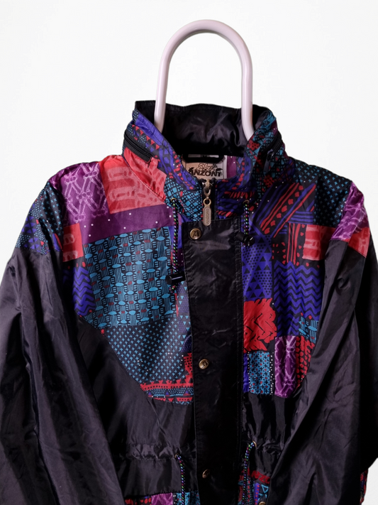 Vintage 80s/90s kleuren regenjas maat M