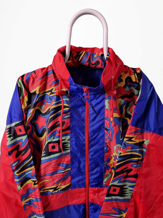 Vintage 80s/90s kleuren regenjas maat M