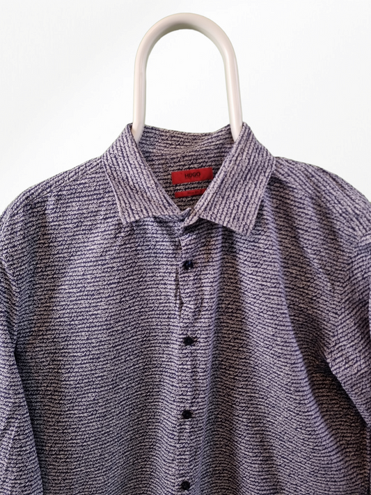 Hugo Boss allover text slim fit shirt maat L