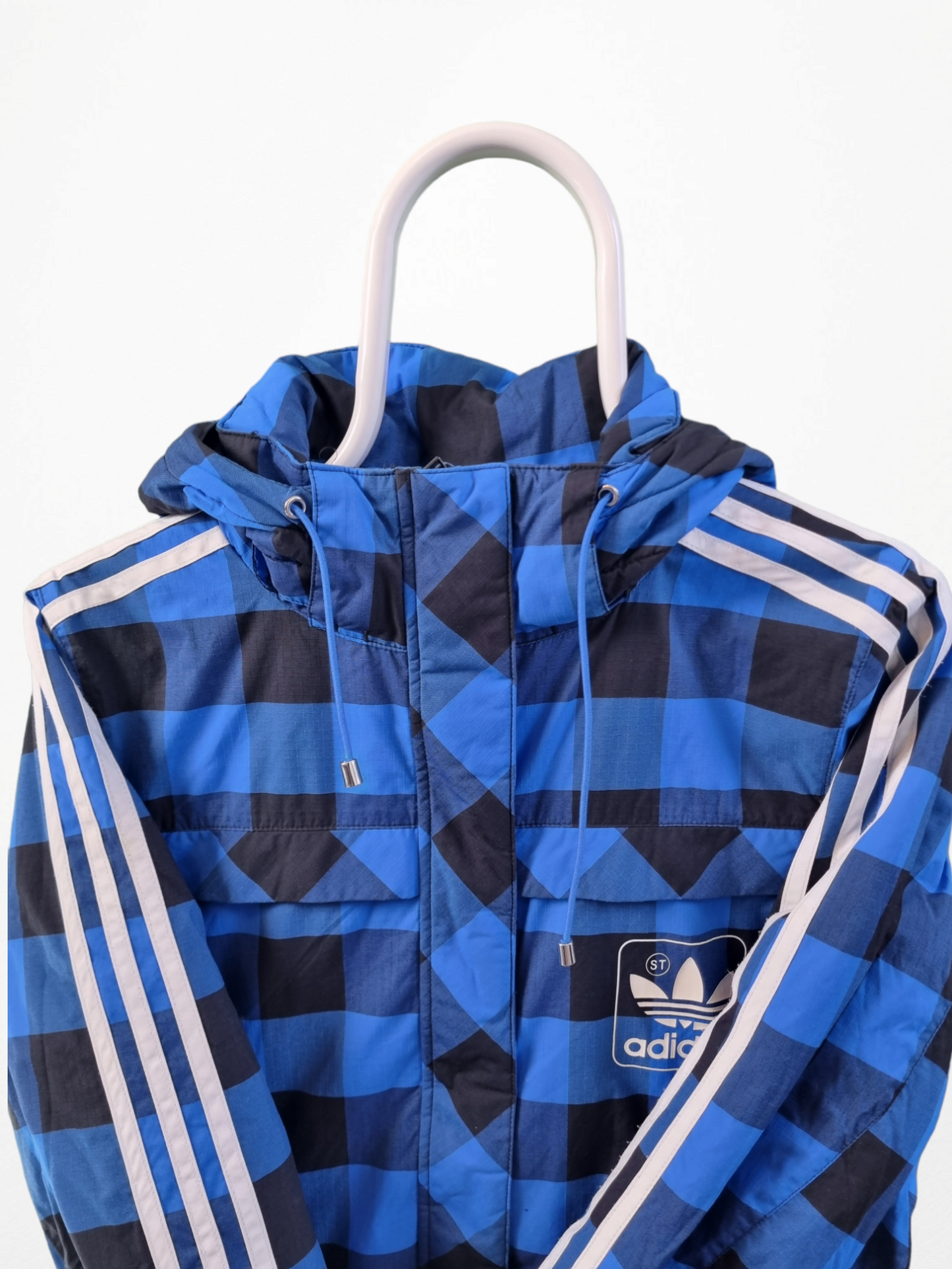 Adidas check print herfst/winterjas maat M